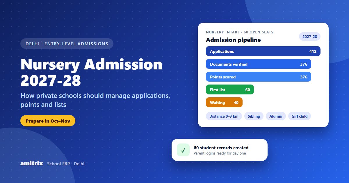 Delhi Nursery Admission 2027-28 - How Private Schools Should Manage Applications, Points and Lists